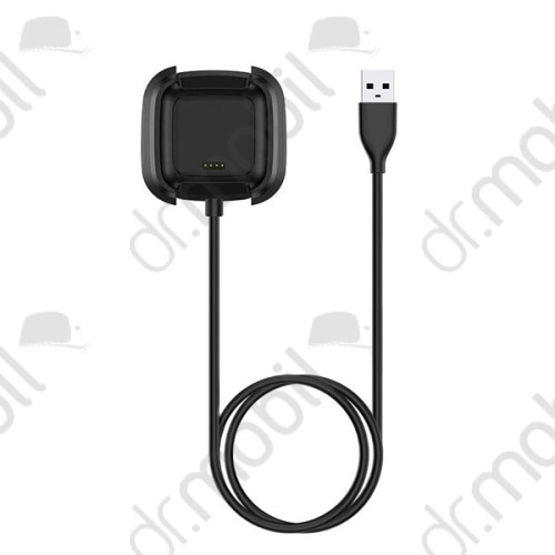 Bölcső - töltőkábel (USB,100cm vezeték) Fitbit Versa 2 2019 töltő dokkoló fekete